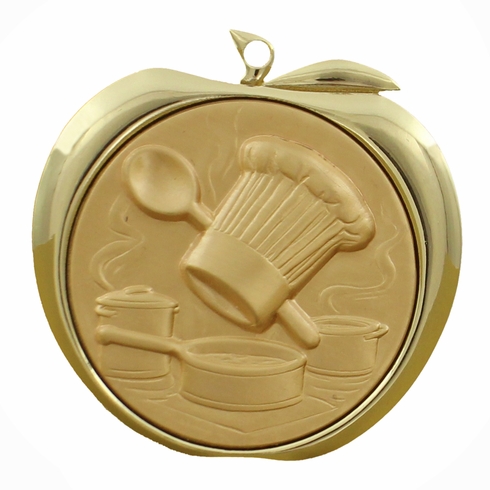 2 Inch Culinary Arts Apple Medal in Gold, Silver, or Bronze