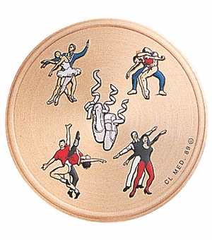 2 Inch in Diameter Round Metal Litho-Print Dance Themed Medallion Insert