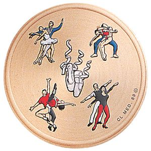 2 Inch in Diameter Round Metal Litho-Print Dance Themed Medallion Insert