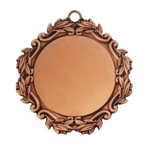DECORATIVE MEDAL LEAF FRAME HOLDS 2 INCH MEDALLION INSERT BROZE FINISH. 3 INCH DIAMETER.