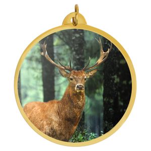 2-1/4 Inch in Diameter Round Deer Themed Medal with Mylar Detailing and Customizable Back