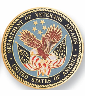 2-Inch in Diameter Round Etched-Enameled Metal U.S. Department of Veteran Affairs Medallion Insert in Gold with Peel-and-Stick Back