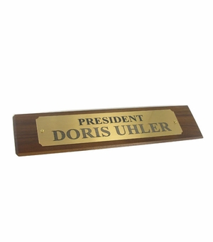 DESK BLOCK, GENUINE WALNUT, SATIN BRASS NAMEPLATE