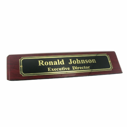 DESK BLOCK, PIANO FINISH ROSEWOOD, BLACK SCREENED NAMEPLATE