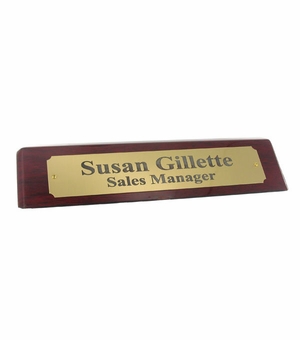 DESK BLOCK, PIANO FINISH ROSEWOOD, SATIN BRASS NAMEPLATE