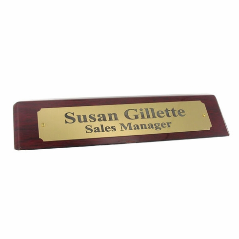 DESK BLOCK, PIANO FINISH ROSEWOOD, SATIN BRASS NAMEPLATE
