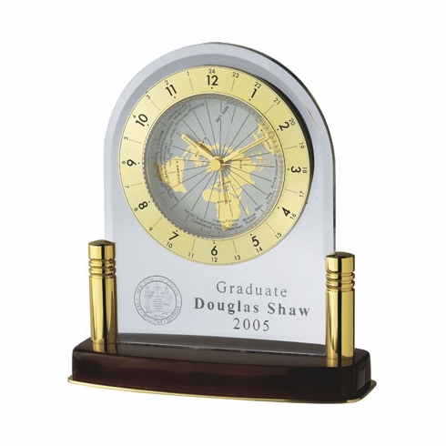 DESK CLOCK, ROSEWOOD FINISH