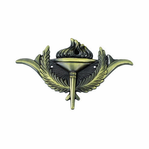 DIE CAST TORCH/WREATH ANTIQUE GOLD, 5-1/2X3-3/8