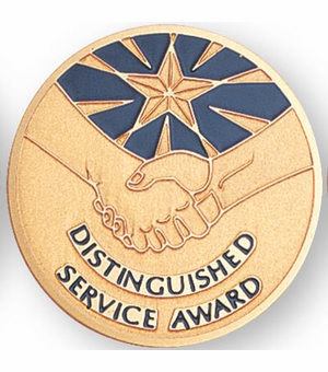 2-Inch in Diameter Round Etched-Enameled Metal Distinguished Service Award Medallion Insert in Gold with Peel-and-Stick Back