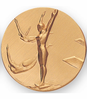 2-Inch in Diameter Round Metal Female Diving Stamped Insert in Gold