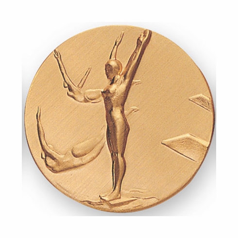 2-Inch in Diameter Round Metal Female Diving Stamped Insert in Gold