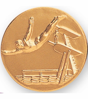 2-Inch in Diameter Round Metal Male Diving Stamped Insert in Gold