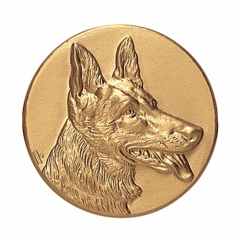 2-Inch in Diameter Round Metal German Shepherd Themed Stamped Insert in Gold or Silver