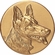 2-Inch in Diameter Round Metal German Shepherd Themed Stamped Insert in Gold or Silver