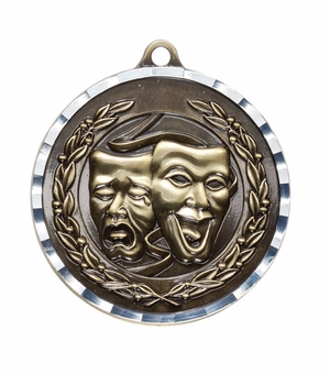 2 Inch Drama Themed Brass Medal in Gold, Silver, or Bronze with Customizable Back