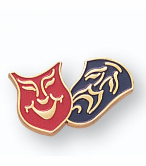 3/4 Inch in Height Enameled Drama Masks Pin
