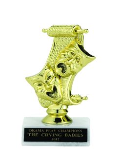 DRAMA TROPHY, 6 INCH, WHITE PLASTIC BASE