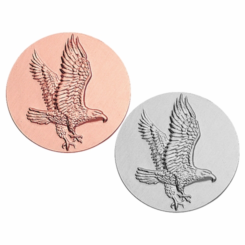 2-Inch in Diameter Round Stamped Metal Eagle Insert in Multiple Colors