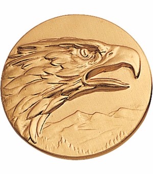 2-Inch in Diameter Round Metal Eagle Stamped Insert in Gold