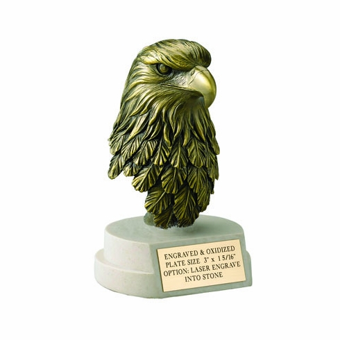EAGLE HEAD, 8-1/2 HEIGHT, ANTIQUE BRASS ELECTROPLATED