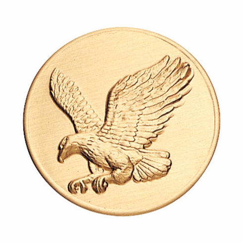 2-Inch in Diameter Round Stamped Metal Soaring Eagle Themed Insert in Gold or Bronze