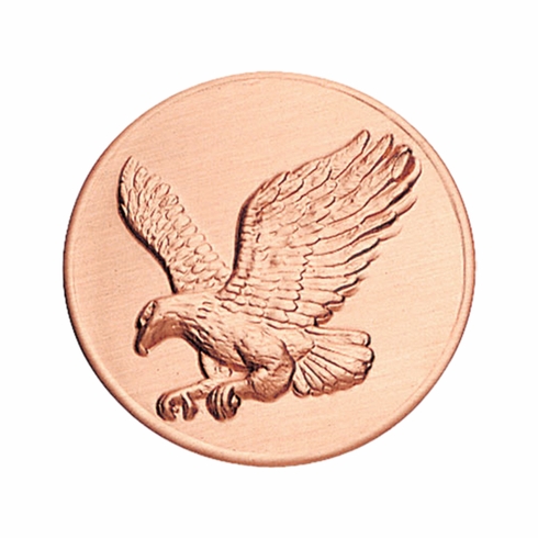 2-Inch in Diameter Round Stamped Metal Soaring Eagle Themed Insert in Gold or Bronze