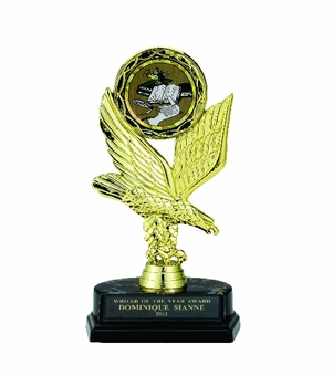 EAGLE TROPHY, 8 INCH, BLACK BASE, 2 INCH INSERT
