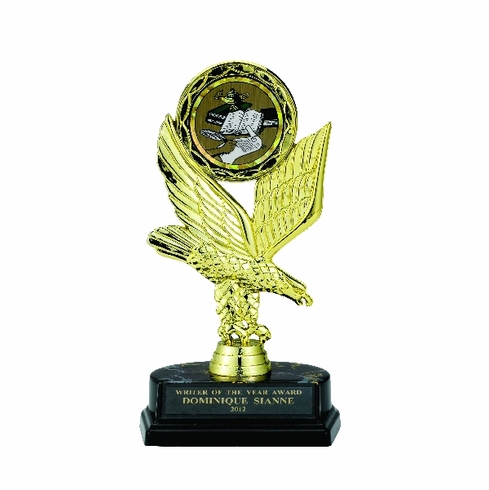EAGLE TROPHY, 8 INCH, BLACK BASE, 2 INCH INSERT