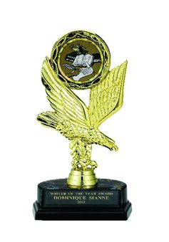 EAGLE TROPHY, 8 INCH, BLACK BASE, 2 INCH INSERT