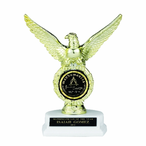 EAGLE TROPHY, 8 INCH, WHITE BASE, 2 INCH INSERT