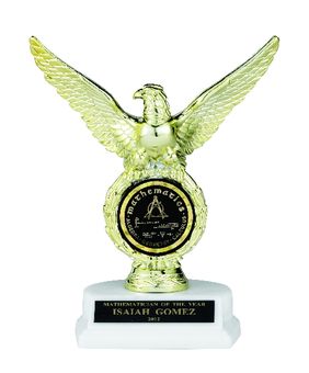 EAGLE TROPHY, 8 INCH, WHITE BASE, 2 INCH INSERT