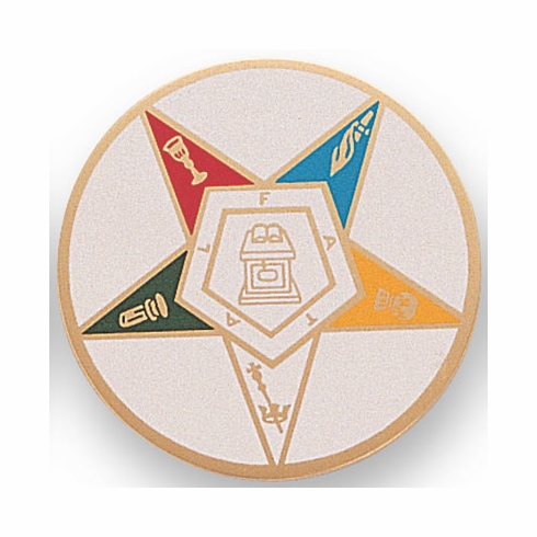 2 Inch in Diameter Round Metal Litho-Print Eastern Star Medallion Insert