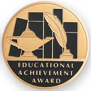 2-Inch in Diameter Round Etched-Enameled Metal Educational Achievement Award Medallion Insert in Gold with Peel-and-Stick Back
