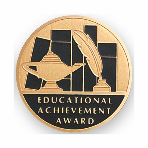 2-Inch in Diameter Round Etched-Enameled Metal Educational Achievement Award Medallion Insert in Gold with Peel-and-Stick Back