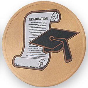 2 Inch in Diameter Round Metal Litho-Print Graduation Medallion Insert
