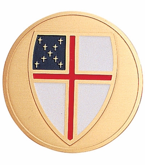 2-Inch in Diameter Round Etched-Enameled Metal Episcopal Medallion Insert in Gold with Peel-and-Stick Back