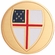 2-Inch in Diameter Round Etched-Enameled Metal Episcopal Medallion Insert in Gold with Peel-and-Stick Back