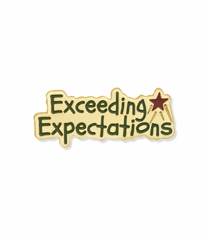 1-3/16 Inch in Width Etched-Enameled 'Exceeding Expectations' Pin