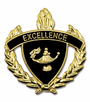 1-Inch in Height Gold Wreathed Lamp of Learning 'Excellence' Pin