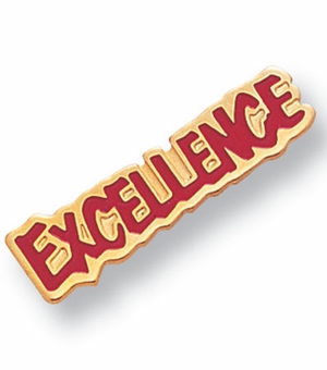 1/4 Inch in Height Enameled Excellence Pin in Gold