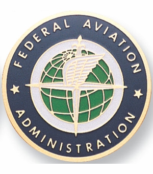 2-Inch in Diameter Round Etched-Enameled Metal Federal Aviation Administration Medallion Insert in Gold with Peel-and-Stick Back