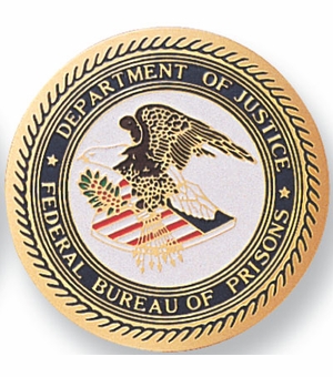 2-Inch in Diameter Round Etched-Enameled Metal Federal Bureau of Prisons Medallion Insert in Gold with Peel-and-Stick Back