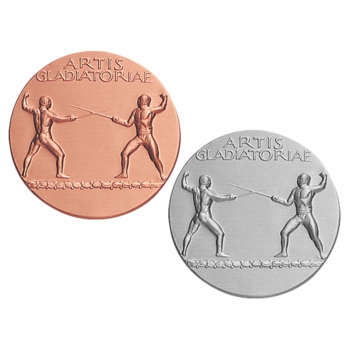 2-Inch in Diameter Round Metal Fencing Themed Stamped Insert in Multiple Colors