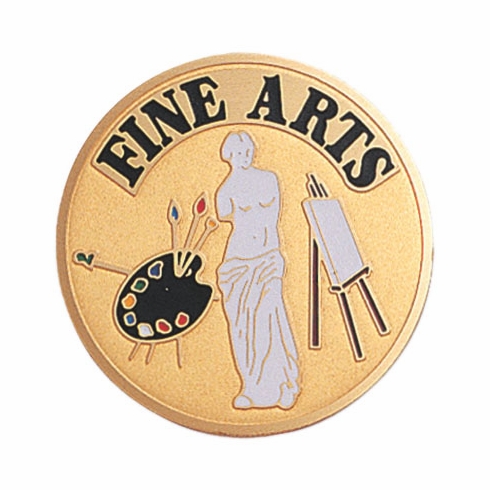2-Inch in Diameter Round Etched-Enameled Metal Fine Arts Medallion Insert in Gold with Peel-and-Stick Back