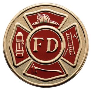 2 Inch in Diameter Round Metal Litho-Print Firefighter's Medallion Insert