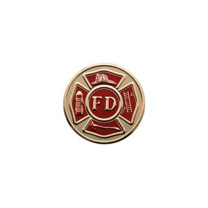 7/8-Inch in Diameter Round Metal Fire Department Medallion Insert with Enameled Finish