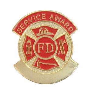 FIRE DEPARTMENT SERVICE AWARD PIN - PLAIN OR STOCK IMPRINT