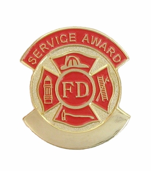 FIRE DEPARTMENT SERVICE AWARD PIN - PLAIN OR STOCK IMPRINT