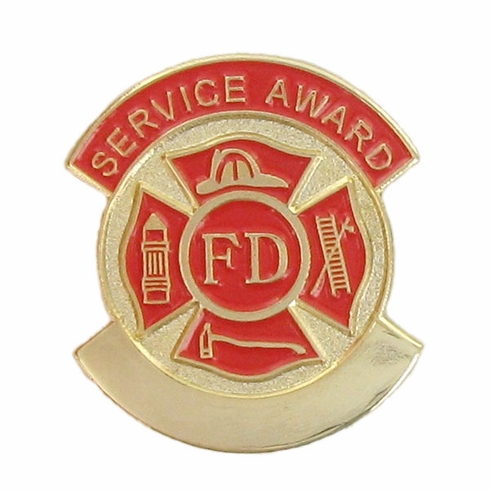 FIRE DEPARTMENT SERVICE AWARD PIN - PLAIN OR STOCK IMPRINT