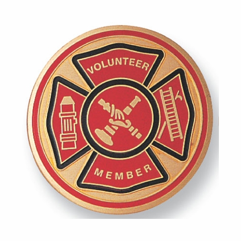 FIRE DEPARTMENT VOLUNTEER, 2 INCH ETCHED ENAMELED